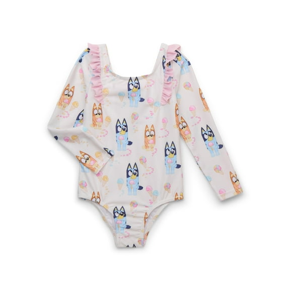 Character Toddler Girl Long- Sleeve Ruffle One- Piece Swimsuit, Sizes 12M-5T