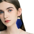 thumbnail image 4 of Buyless Fashion Womens Fringe Tassel Earrings Silky Fan Hook Lightweight Feather Drop Earrings, 4 of 6