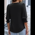 thumbnail image 4 of Blusas para Mujer, Elegantes, Informales, de 3/4 y Puños Fruncidos. Negro L, 4 of 9