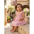 thumbnail image 5 of BemeyourBBs Toddler Baby Girl Pink Gingham Plaid Dress Little Baby Girl Summer Smocked Dress 12 18 24 Months 2 3 4 5 Years Bow Flutter Sleeve Plaid Checkered Casual Beach Holiday Dress, 5 of 8