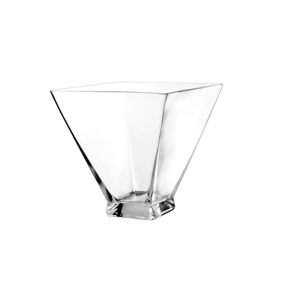 WGV Clear Inverted Pyramid Taper Down Block Vase - 8" Wide x 8" Height, Good quality, Heavy Weighted Base - 1 Pc