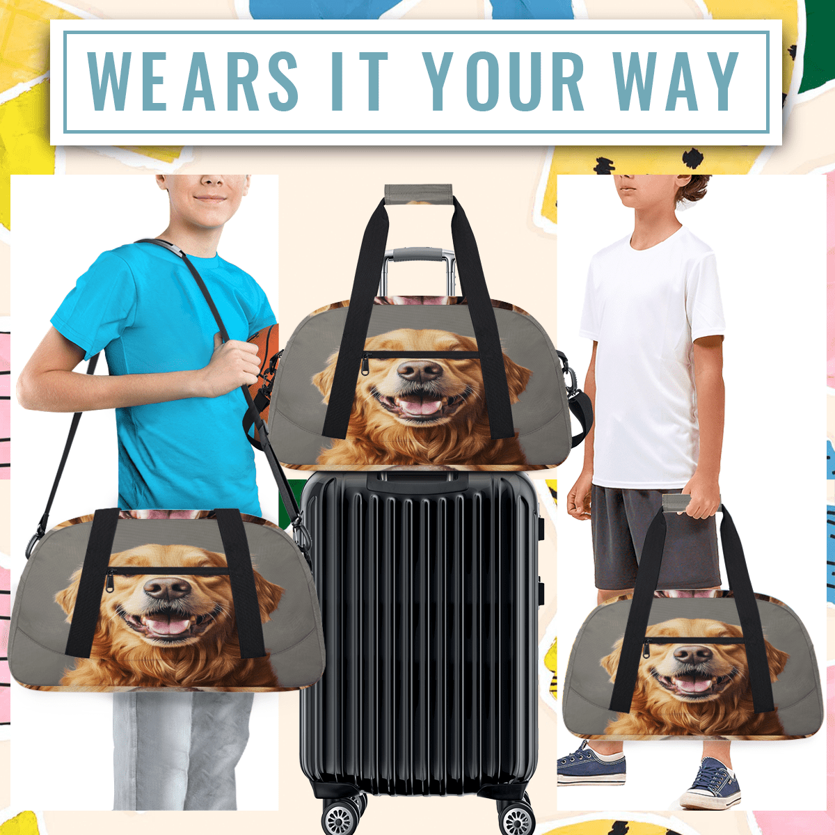 Herdesigns Labrador Dog Sports Duffle Bags Travel Duffle Bag Gym Bag Cute Weekender Travel Bag Waterproof Overnight Bag Carry On Travel Tote Bag Dance Bags