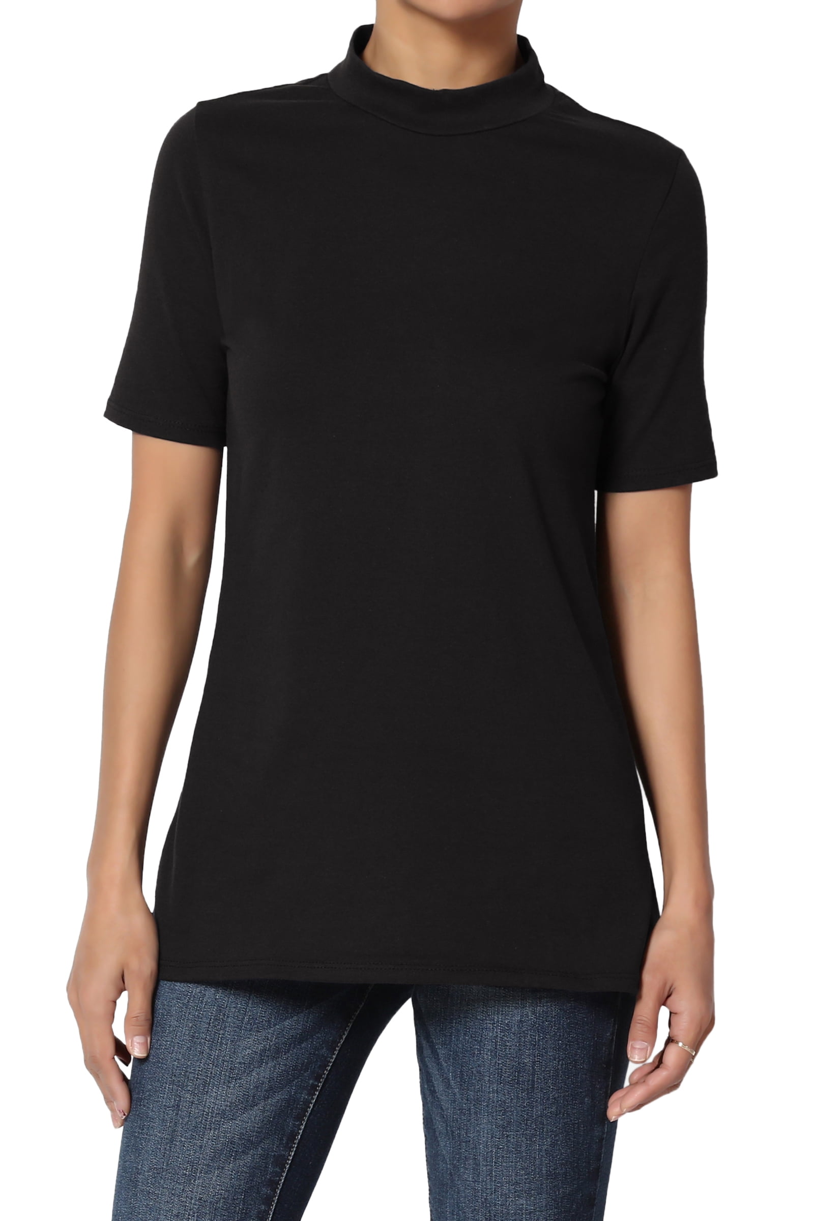 Download TheMogan - TheMogan Junior's S~XL Mock Neck Short Sleeve T ...