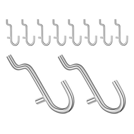 IDEANATEGRATE Wire Hooks Stainless Steel Hooks Silver 10pcs for Pegboard Accessories