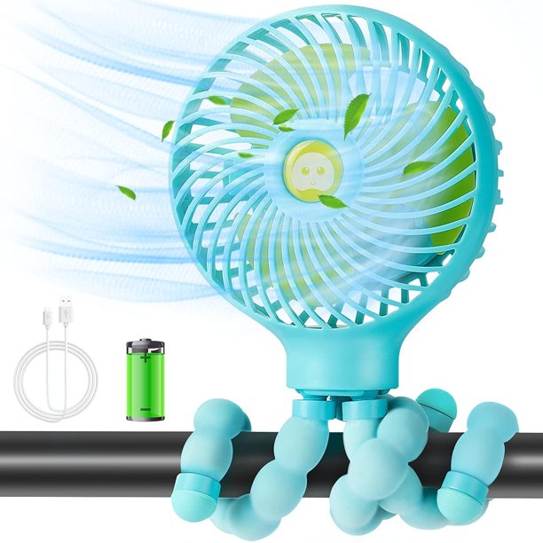 Ventilador USB,Mini ventilador silencioso,Ventilador para cochecito de bebé,con trípode flexible,Portátil ajustable de 3 velocidades,para camping,oficina,deportes,viajes,USB o con batería