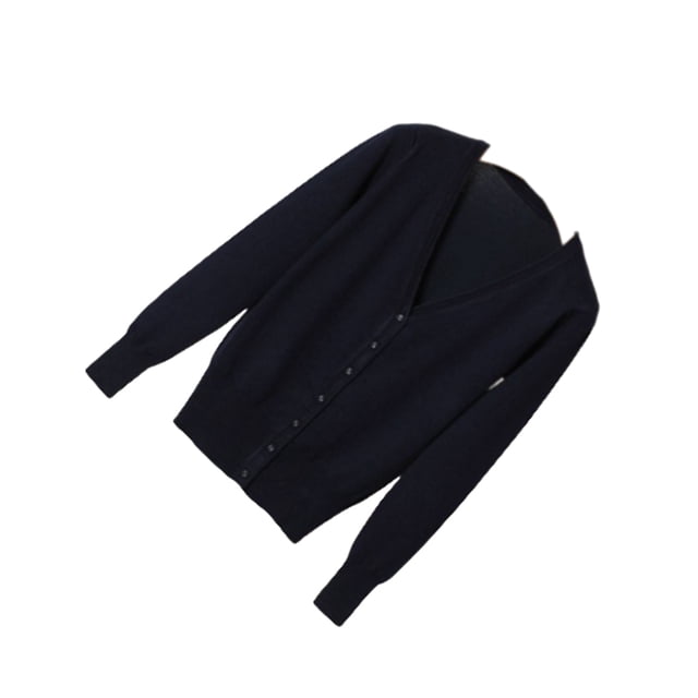 Sonducket Manténgase elegante primavera otoño mujeres Casual manga larga Tops diario cárdigans de punto Prendas para la parte del cuerpo azul oscuro 3XL