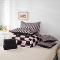 thumbnail image 6 of Manfei Retro Grid 7-Piece King Bedding,Classic Plaid King Bed in a Bag,Black Pink,Black Reversible, 6 of 7