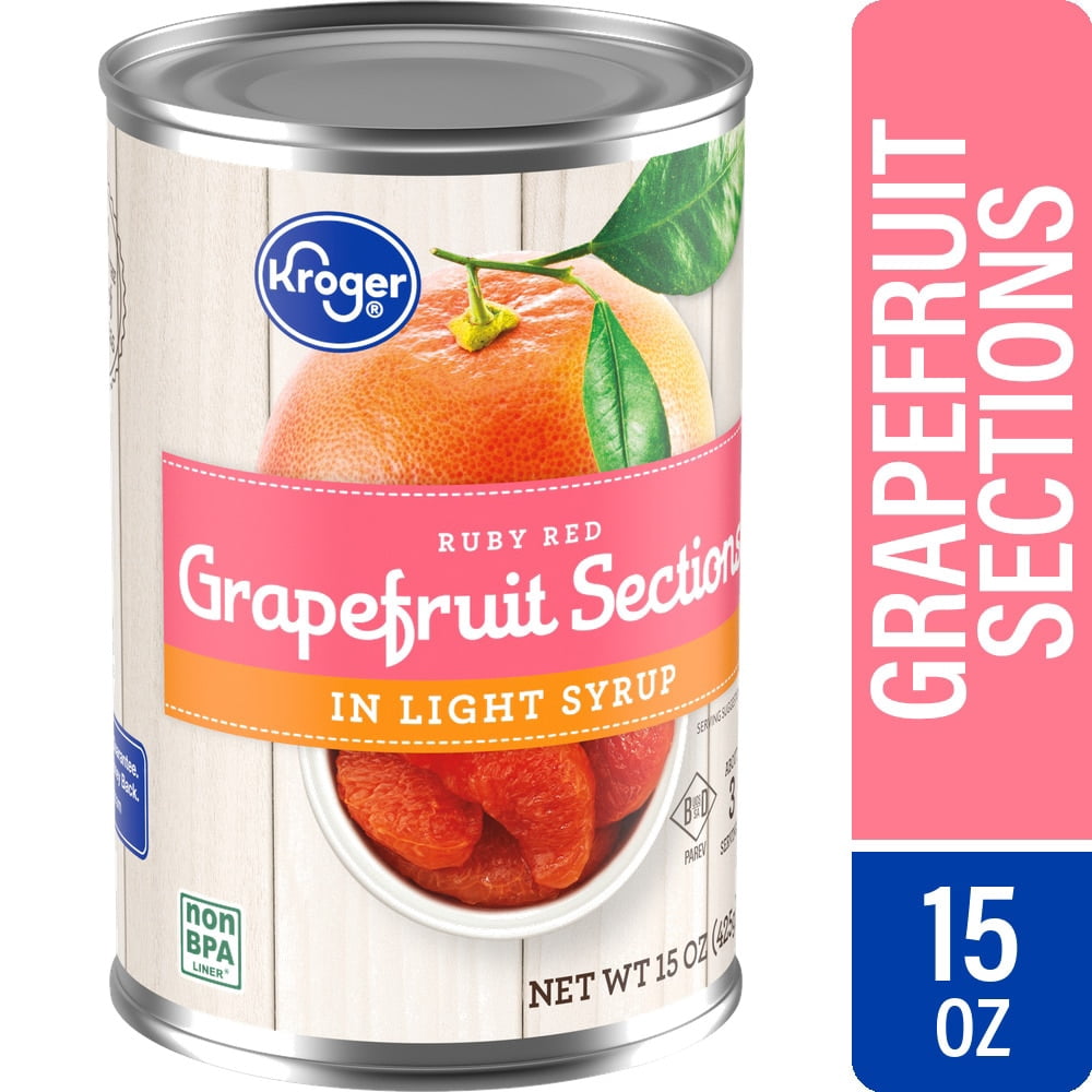 Kroger Canned Ruby Red Grapefruit Sections in Light Syrup 15 oz - 5 Pack