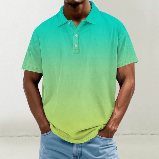Blusa y camisa de manga corta con cuello vuelto para hombre, informal, de moda, de color liso, con botones, solapa y hebilla de gancho, camiseta de manga corta de poliéster para hombre.