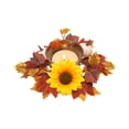 thumbnail image 4 of Fall Maple Leaf Candle Ring Wreath, Artificial Sunflower Pumpkin Candle Garland, Harvest Season Pillar Candle Holder, Thanksgiving Table Centerpiece Decor, Faux Autumn Floral Ornament, 4 of 6