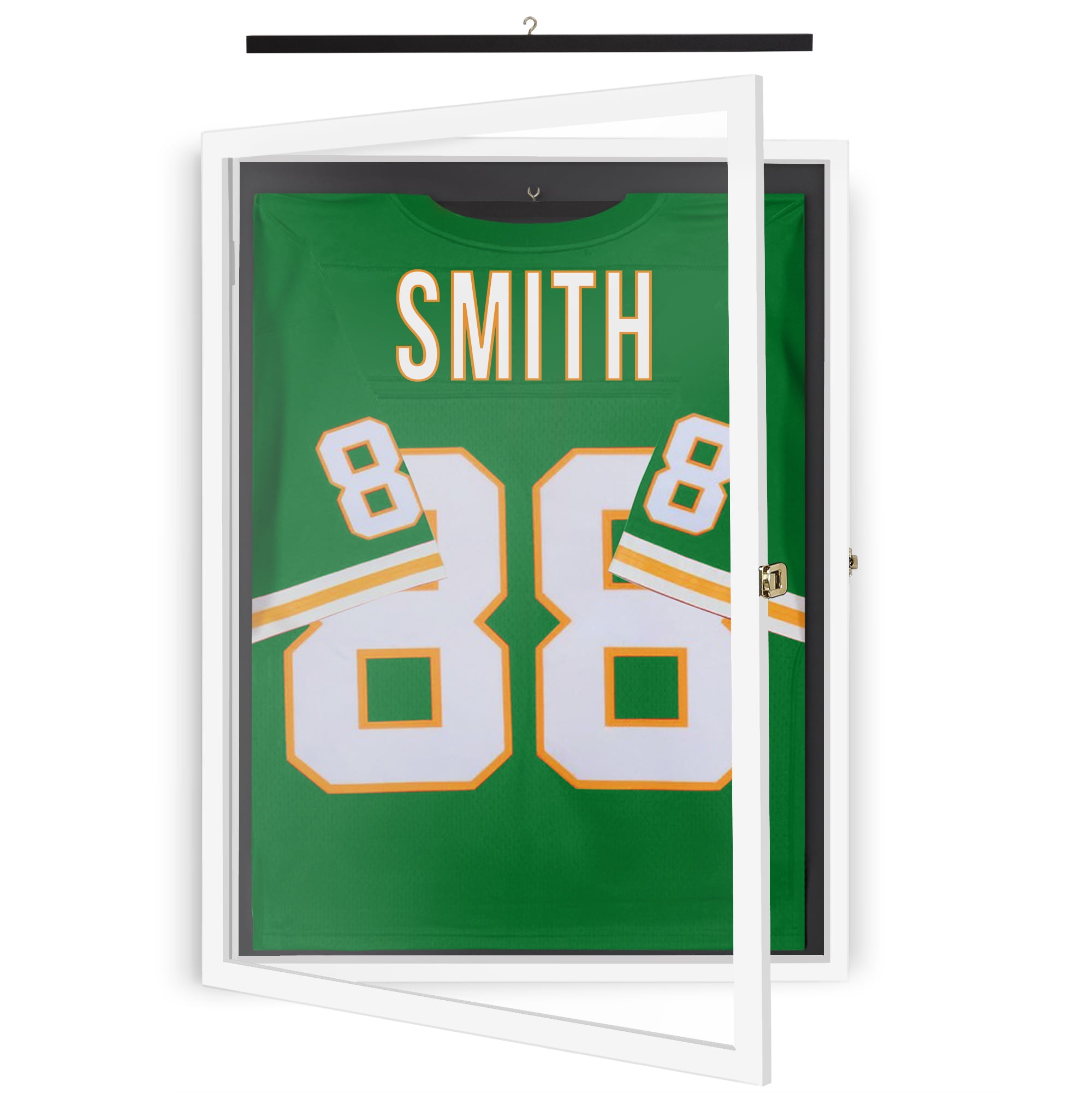Americanflat 23x31 Shadow Box Frame with Plexiglass Jersey Display Case Lockable Hanger All Star - White