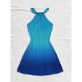thumbnail image 2 of Women's Halter Neck Fitted Pleated Mini Dress with Ombre Print, Slimming Short Dress for Elegant Occasions, 2 of 9