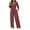 Wine, variant on Women's High-Waist Tie-Waist Jumpsuit Long Sleeve Loose Jumpsuit Fit Casual Sportswear Plus Size S-XL Comfortable Stretchy Wide-Leg Trousers