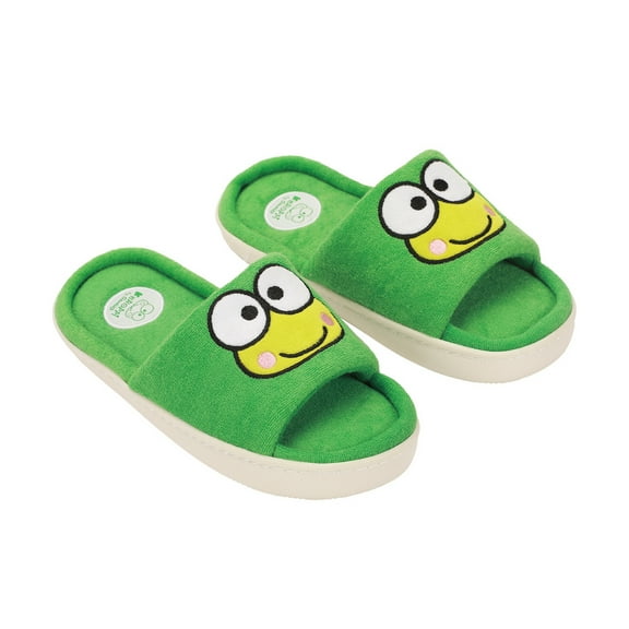 Keroppi Character Head Patch Women's Green Open Toed Slipper-Large
