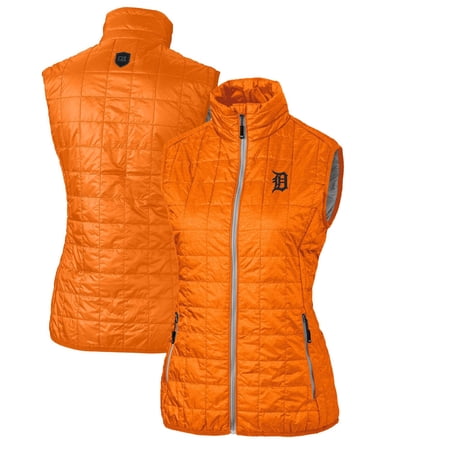 Women s Cutter & Buck Orange Detroit Tigers Rainier PrimaLoft Eco Full-Zip Puffer Vest