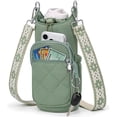 thumbnail image 1 of Crossbody Water Bottle Bag for Women, Lightweight Insulated Water Bottle Carrier with Phone Pocket, Secure &Hands-Free for Walking, Travel, Outdoor (Up to 40oz) Antique Green, 1 of 6