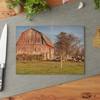 U R There Photography Marathon Road Red Rustic Farmhouse Tempered-Glass Cutting Board 8"x 11"