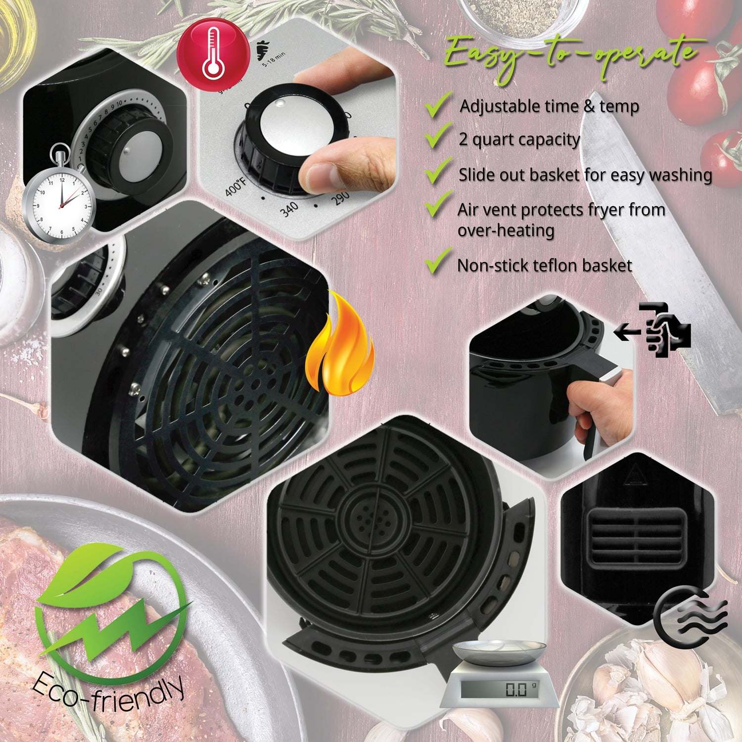 NutriChef PKAIRFR18 - Countertop Air Fryer Oven Cooker - Healthy Kitchen Convection Air Fry Cooking