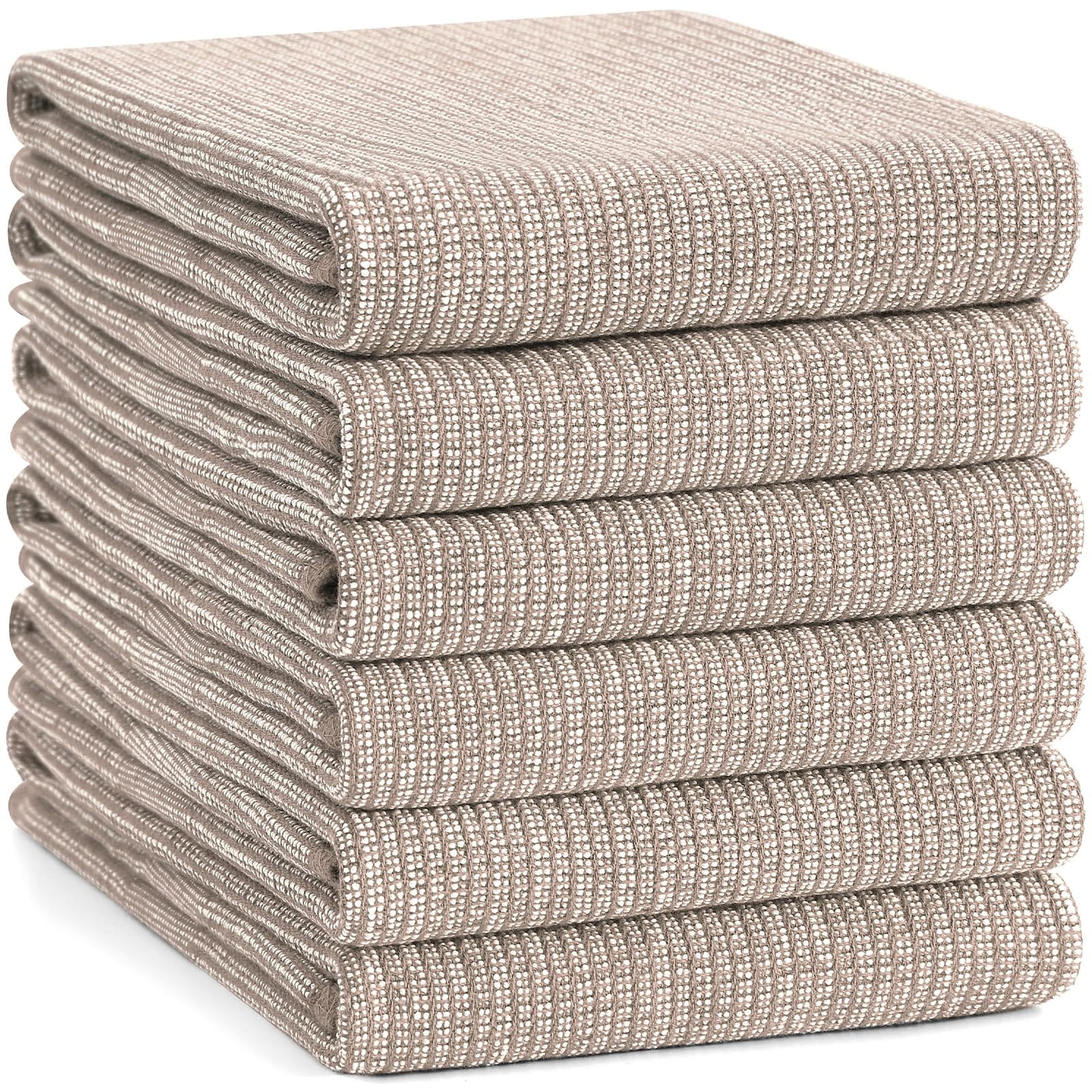 decorUhome Premium Kitchen Towels(18"x 28", 6 Pack), Large Cotton Kitchen Hand Towels, Khaki