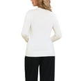 thumbnail image 3 of INSPIRE CHIC Women's Sweater Casual Crewneck Hollow Work Fall Winter Loose Sweater XS White, 3 of 6