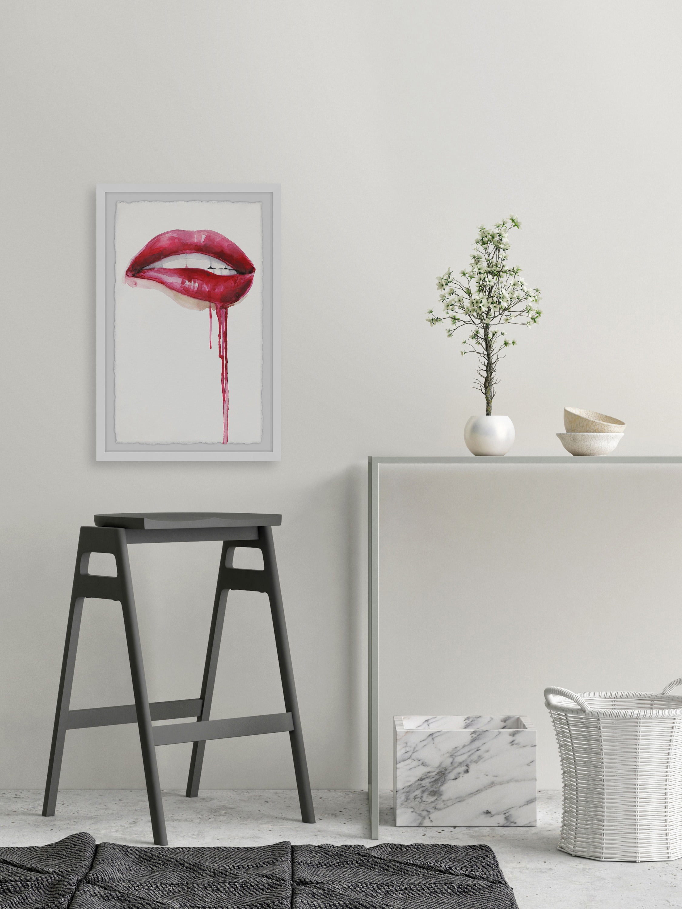 Marmont Hill "Se x y Lips" Framed Painting Art Print, 20.00" x 1.50"