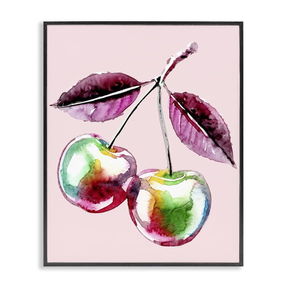Stupell Industries Modern Chromatic Cherries on Pink Black Framed Giclee Art, 11 x 14, by Lil' Rue