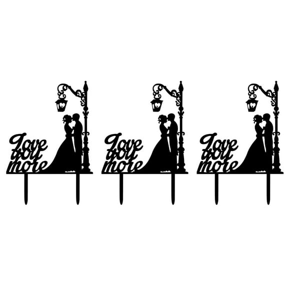 Hytrove Acrylic Love You More Topper Black Wedding Engagement Birthday Cake 3Set 6.9 x 4.8 In