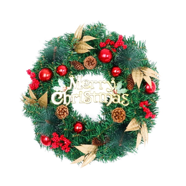 Widget Irfora Coronas de Navidad para puerta de entrada Corona de Navidad artificial de 19,7 pulgadas con piñas de pino, bayas, adornos de bolas de Navidad, decoraciones para festivales de Navidad, c