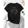 thumbnail image 2 of Women's Casual "Rescue" Dog Graphic T-Shirt - Soft Polyester Blend, Round Neck, Short Sleeve, White with Black Line Art & Red Heart Design, Comfortable Summer Top for Casual Attire, Vacation Tshirt |, 2 of 6