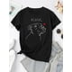 thumbnail image 2 of Camiseta informal con estampado de perro "Rescue" para mujer - Algodón suave, cuello redondo, manga corta, blanca con dibujo de líneas negras y diseño de corazón rojo. Cómoda camiseta de verano para u, 2 of 6
