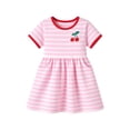 thumbnail image 2 of HILEELANG 2-8 Little Girls Pink White Stripe Cherry Summer Play Dress Size 8T, 2 of 8