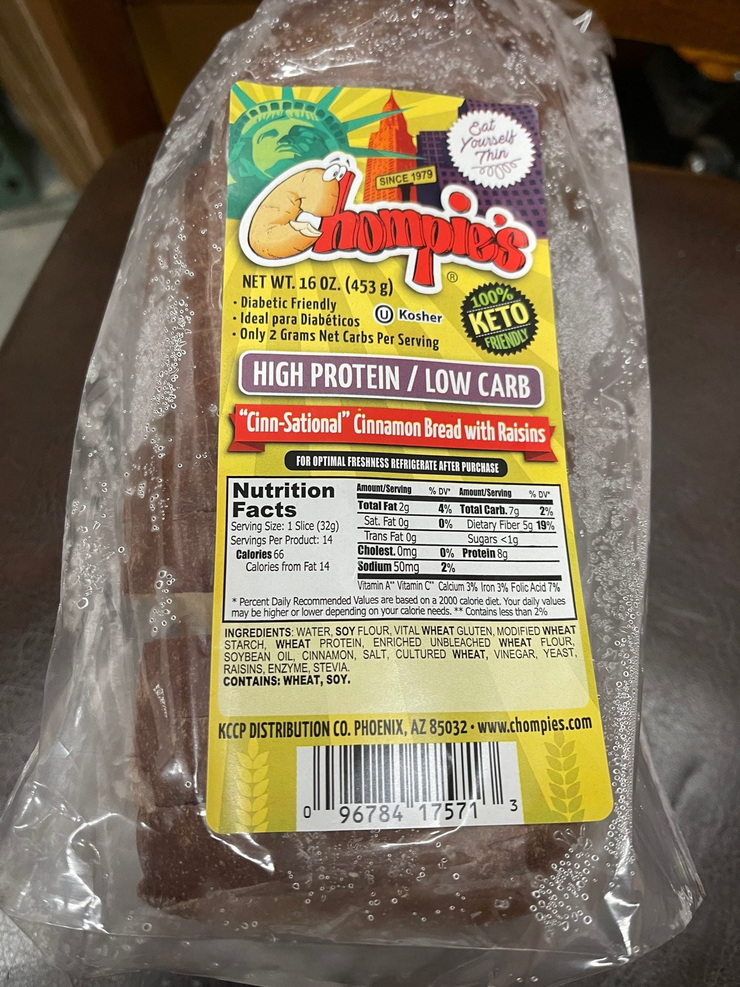 Chompies Bakery Low Carb Bread Cinnamon Raisin Bread 2 Loaves