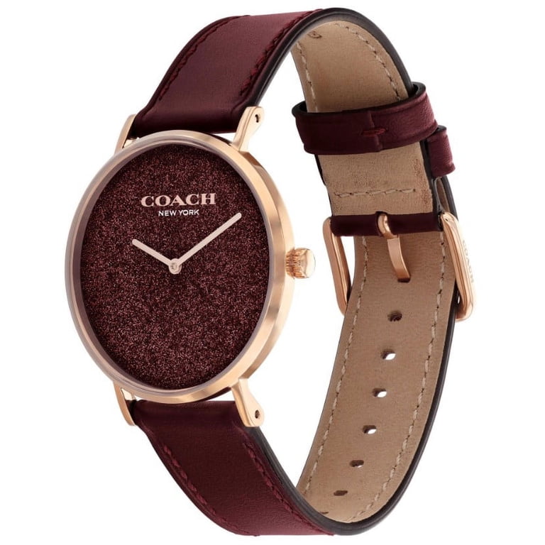 COACH PERRY 36MM PURPLE LEATHER ROSE GOLD PLATED STEEL WATCH COACH Elliot Purple Dial Purple Ion-Plated Stainless Steel  main image 3
