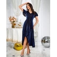 thumbnail image 4 of Vestido BeryLove con lentejuelas, formal, fiesta, manga ondulada, azul marino, XL, 4 of 6