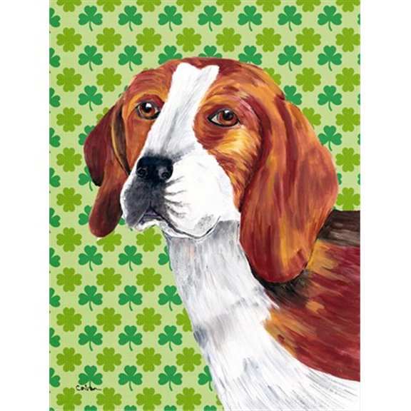 15 x 15 in. Beagle St. Patricks Day Shamrock Portrait Garden Size Flag