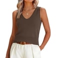 thumbnail image 3 of Lumtrix Women Summer Tank Tops 2026 Basic Sleeveless V Neck Lightweight Knit Sweater Vest Beach Vacation Going Out Shirts Coffee One Size, 3 of 6