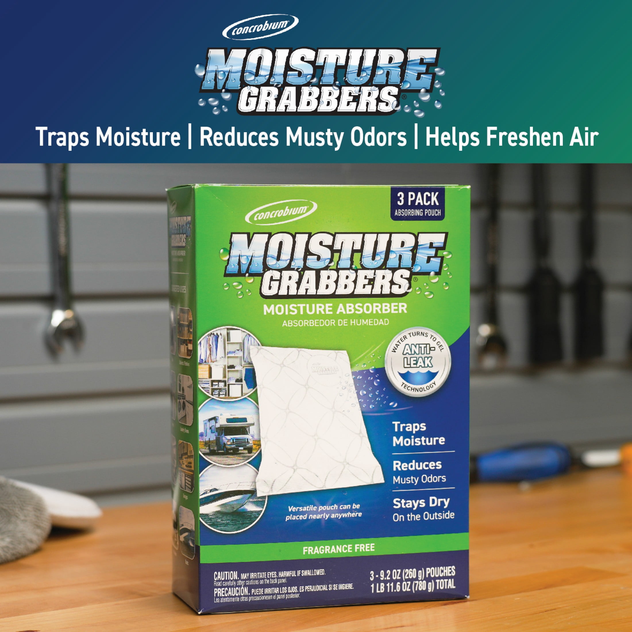 6 Pack, Concrobium Moisture Grabbers Pouches, 3 Pieces
