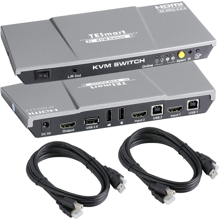Dual monitor KVM switch 2 way HDMI2.0 DP 4K60Hz EDID TESmart