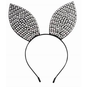 Rhinestone & Pearl Bunny Ears Headband Halloween Costume Accessory