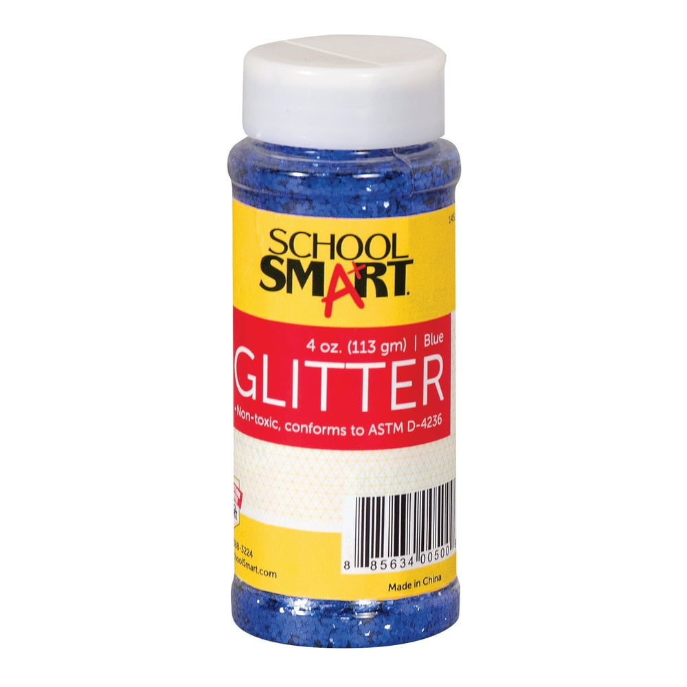 School Smart Glitter, 4 Ounce Jar, Blue