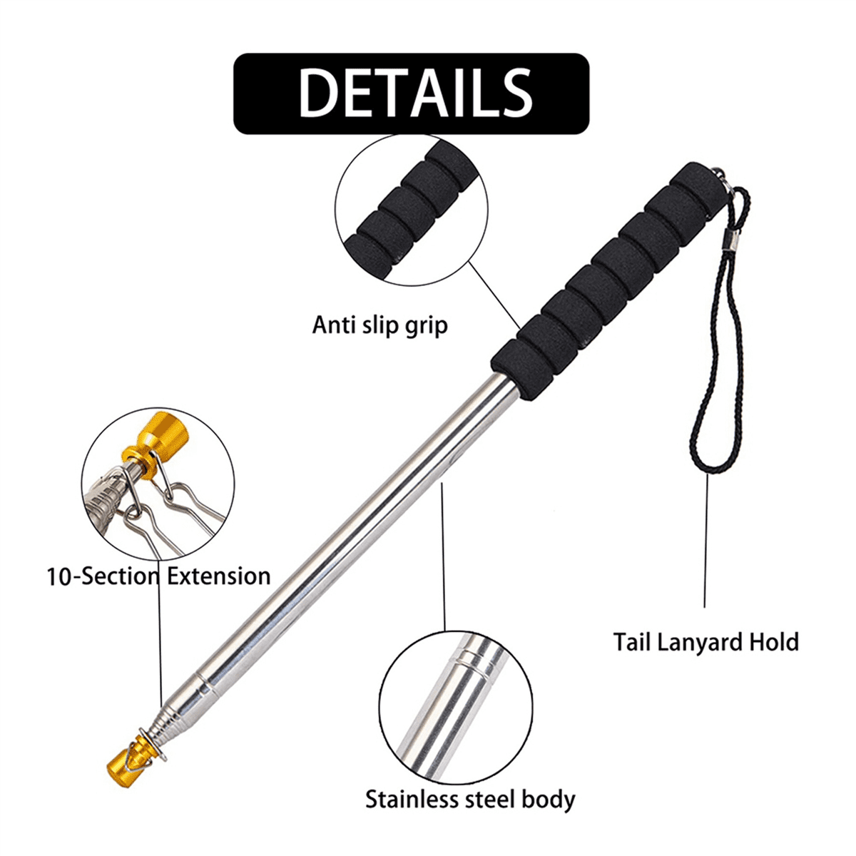 2pcs 9.8Ft Telescopic Flag Pole,Stainless Steel Handheld Portable Extendable Retractable Flagpole with Anti-Slip Grip