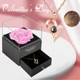 thumbnail image 2 of Best-Wishes Everlasting Flower Rose Gift Box + Necklace (Eternal Flower Bright Pink Gift Box + Gold-Arc Heart Necklace),Valentine'S Day Mother'S Day Handmade Rose Box Jewelry Box, 2 of 9