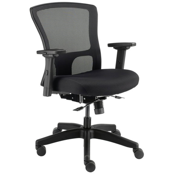 Interion 24 Hour Mesh Back Chair w/ Mid Back & Adjustable Arms Fabric Black