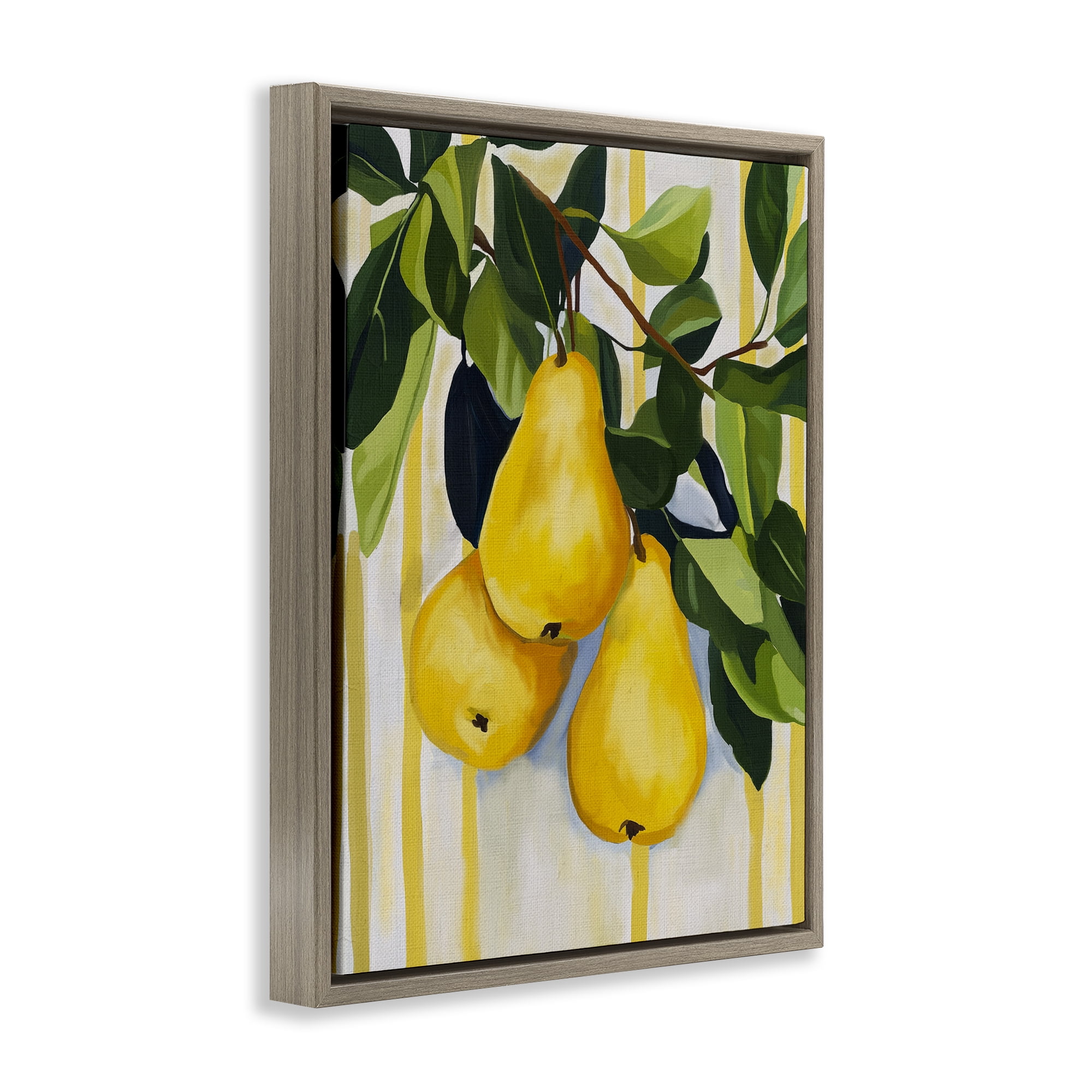 Stupell Industries Pears on Lush Branch Brown Framed Floater Canvas Wall Art, design by Yen