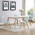 thumbnail image 2 of Modern Contemporary Urban Design Dining Kitchen Room Side Chair, Set of Four, Wood, Light Blue, 2 of 5