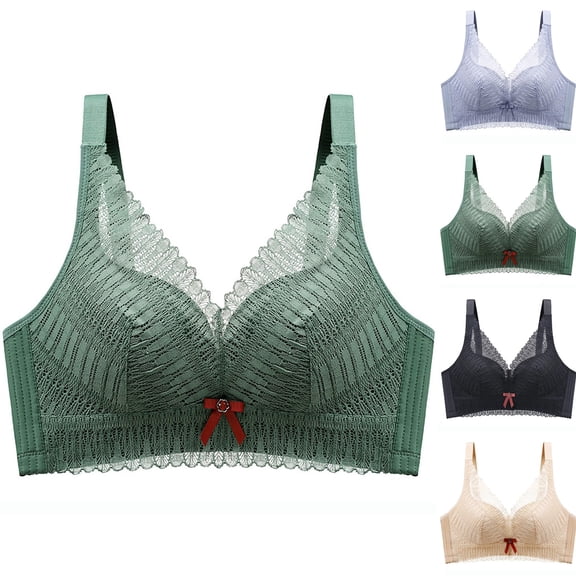 Agkizg Solid Color Wireless Push Up Bra Lace Spliced Cami Bra Hook Closure Soft Comfortable Everyday Wear Bralette (Women's or Women's Plus)
