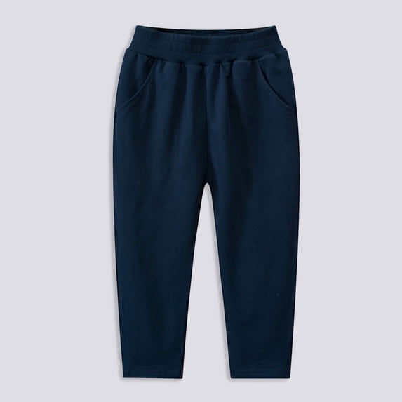 Splozh Boys Athletic Pants Baby Boys Cotton Active Jogger Pants Toddler Cute Embroidery Athletic Sweatpants Casual Sports Sweatpants,Dark Blue,7-8 Years