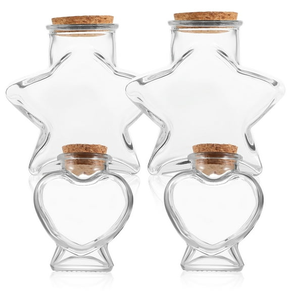 UPGRATOR Empty Glass Jars Transparent Adults Home Decoration 4Pcs 4.13X4.13X1.97in