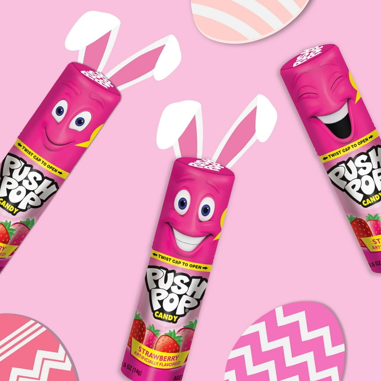 Push Pop Pink Colorfest - Pink Strawberry Lollipops Bulk Candy