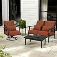 thumbnail image 3 of Aoodor 22" x 24" Patio Chair Cushions Set, Memory Foam Outdoor Deep Seat Cushions (1 Seat, 1 Back, 1 Lumbar Pillow) - Wine Red Stripe, 3 of 8